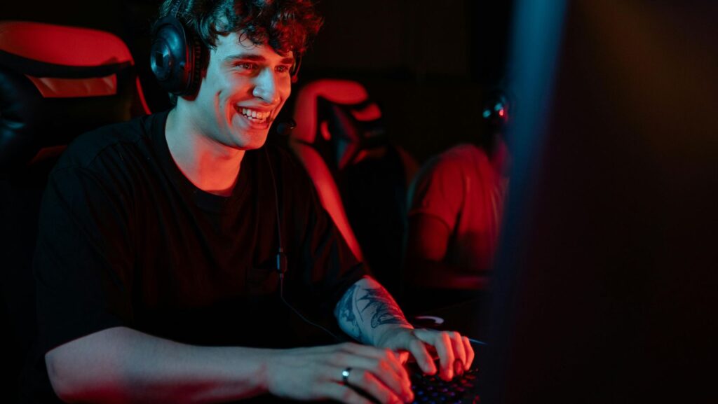 A Man Using a Computer Keyboard
